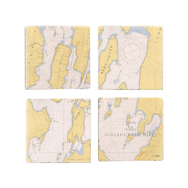 North Hero, VT - Marble Coaster Set