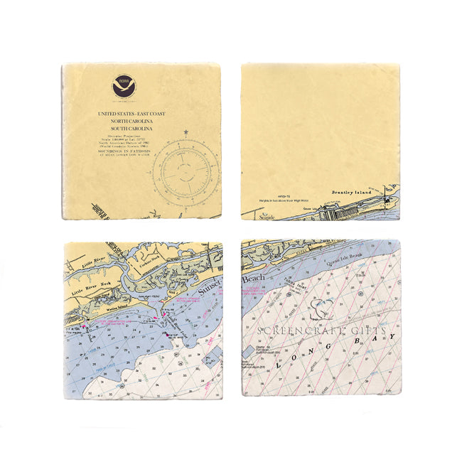 Sunset Beach, NC - Marble Coaster Set
