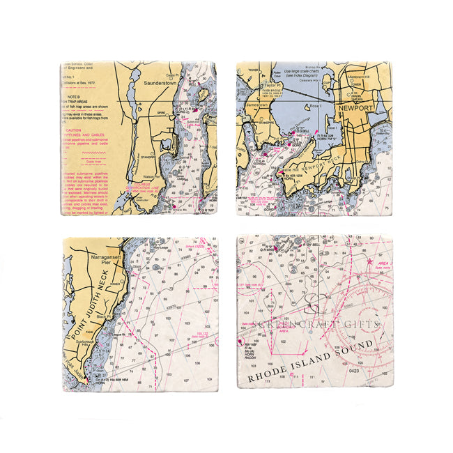 Narragansett Bay- Marble Coaster Set