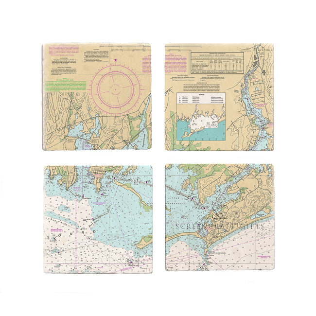 Stonington, CT - Marble Coaster Set