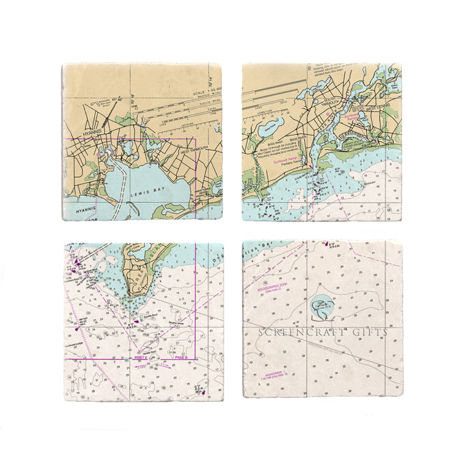 West Yarmouth, MA - Marble Coaster Set