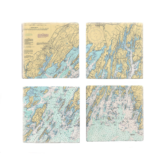 Brunswick, ME - Marble Coaster Set
