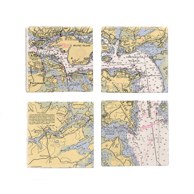 New Castle, NH - Marble Coaster Set