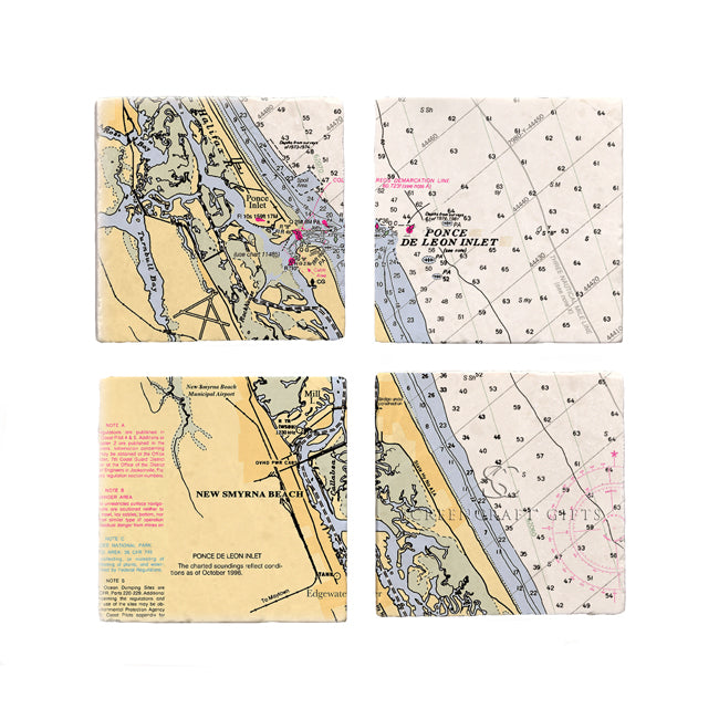 New Smyrna Beach, FL- Marble Coaster Set