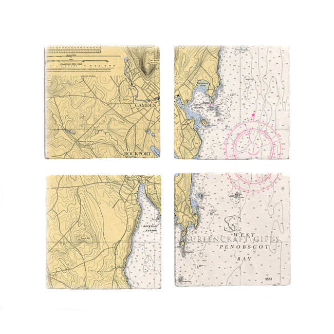 Rockport, ME - Marble Coaster Set
