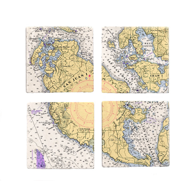 San Juan Island, WA -  Marble Coaster Set