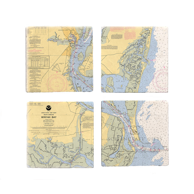 Winyah Bay, SC - Marble Coaster Set