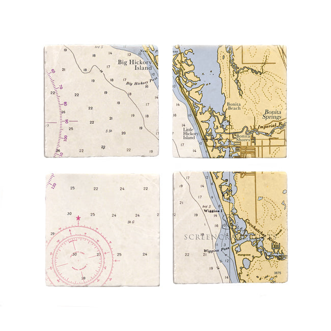 Bonita Springs, FL - Marble Coaster Set