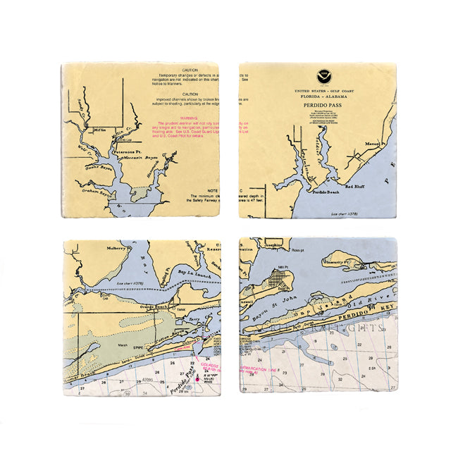 Orange Beach, AL - Marble Coaster Set
