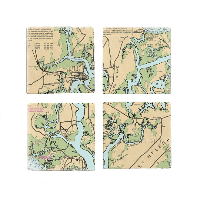 Beaufort, SC-  Marble Coaster Set