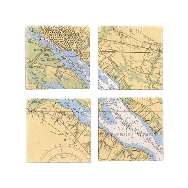 Washington, NC- Marble Coaster Set