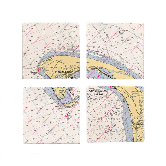 Provincetown, MA - Marble Coaster Set