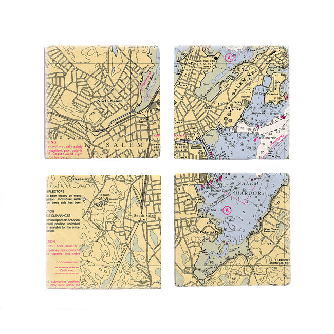 Salem, MA- Marble Coaster Set