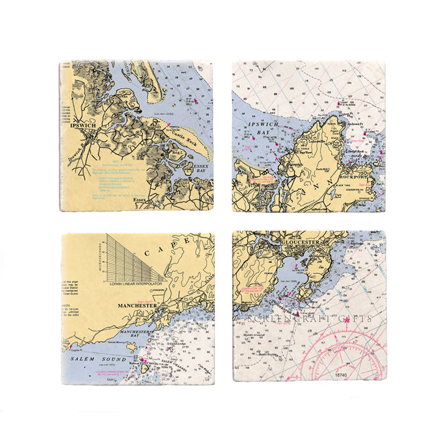 Cape Ann, MA - Marble Coaster Set