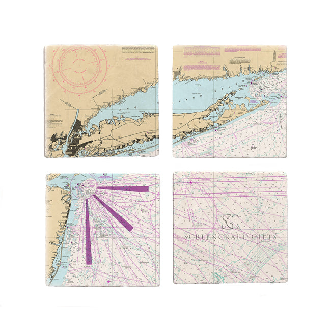 Long Island, NY  - Marble Coaster Set