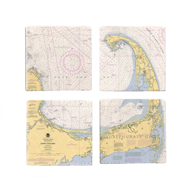 Cape Cod, MA - Marble Coaster Set