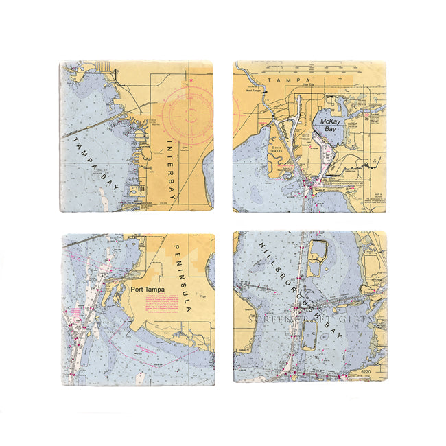 Tampa Bay, FL- Marble Coaster Set