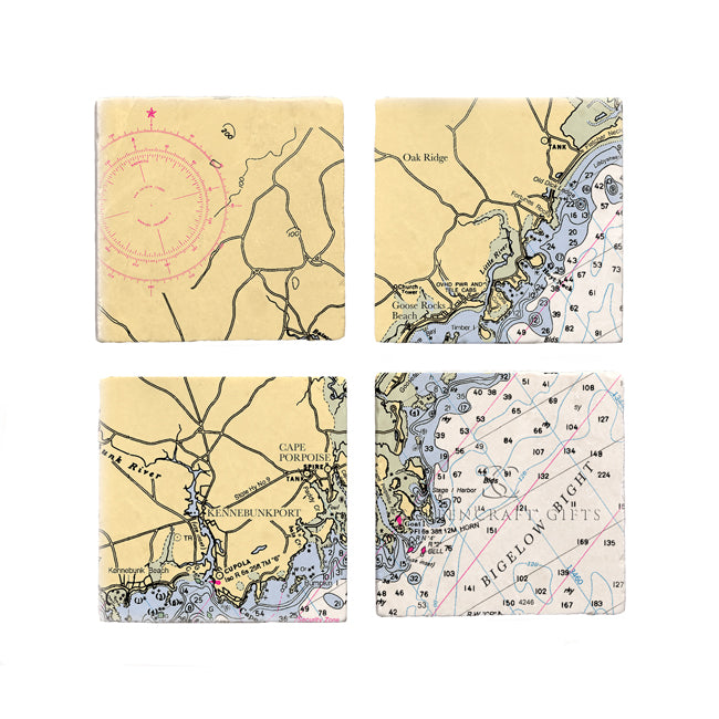 Kennebunkport, ME- Marble Coaster Set