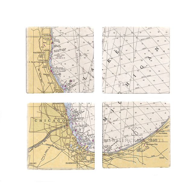 Chicago, IL -  Marble Coaster Set
