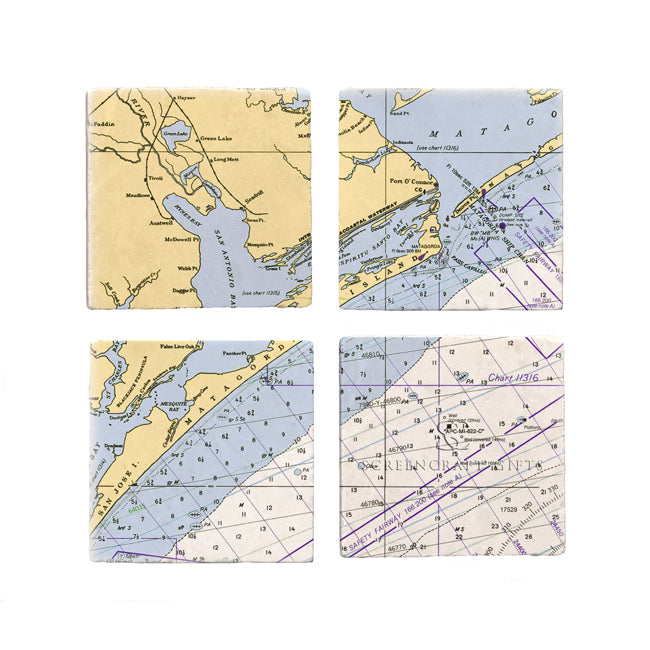 Matagorda Island, TX- Marble Coaster Set