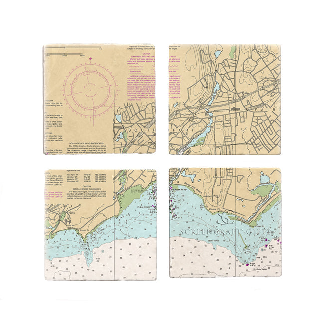Southport, CT  - Marble Coaster Set