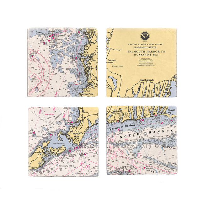 Woods Hole, MA - Marble Coaster Set
