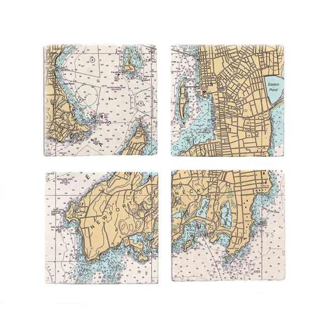 Newport Neck, RI - Marble Coaster Set