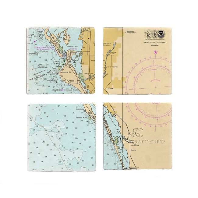 Siesta Key, FL - Marble Coaster Set