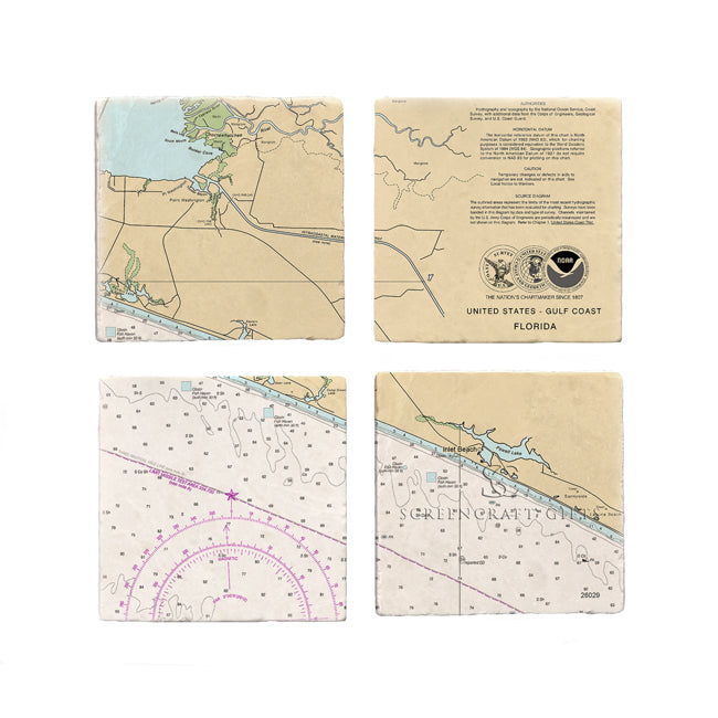 Inlet Beach, FL-  Marble Coaster Set