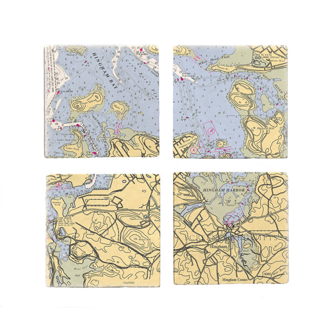 Hingham, MA - Marble Coaster Set