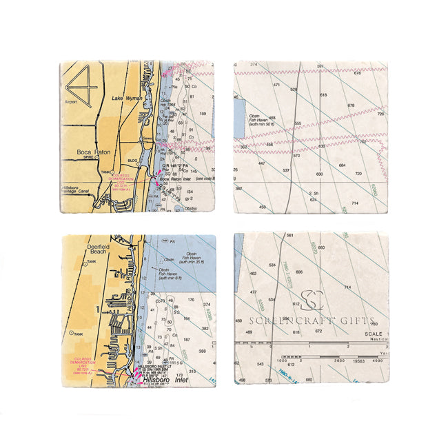 Deerfield Beach, FL - Marble Coaster Set