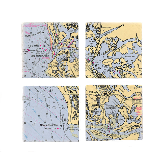 Marco Island, FL - Marble Coaster Set