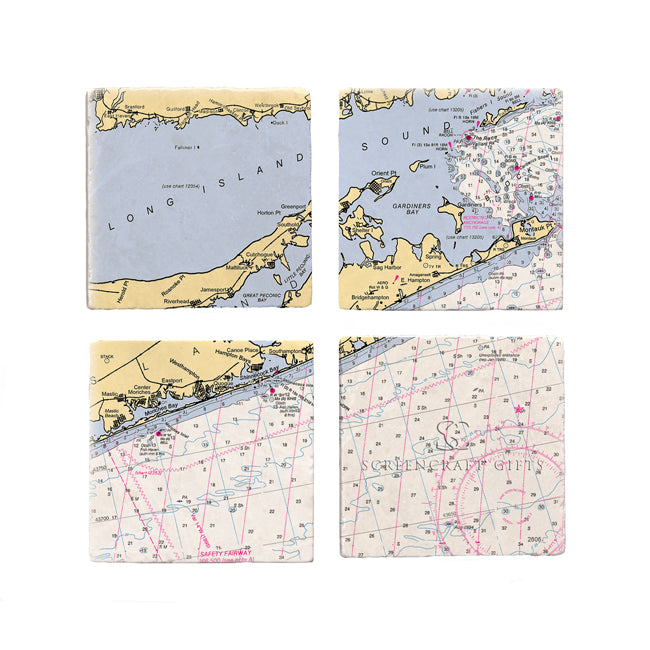 The Hamptons, NY- Marble Coaster Set