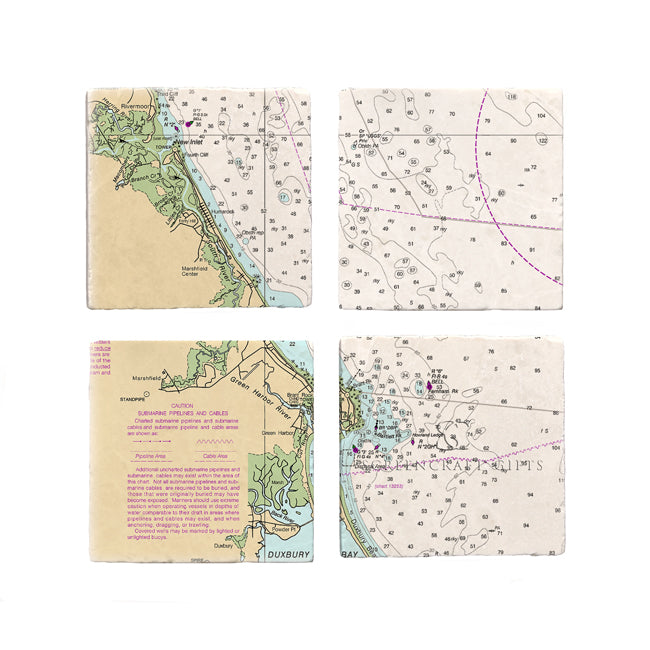 Marshfield, MA - Marble Coaster Set