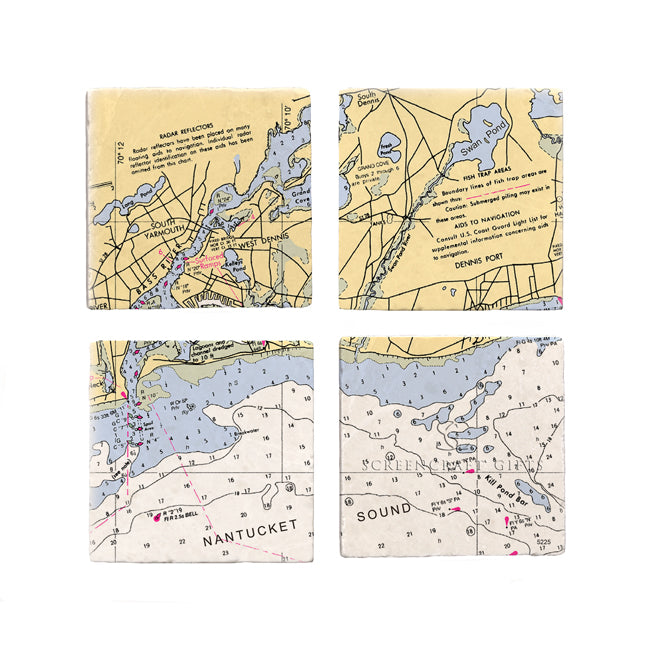 West Dennis, MA  - Marble Coaster Set