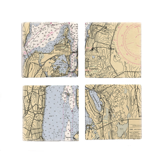 Tiverton, RI - Marble Coaster Set