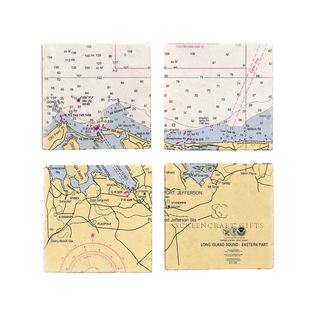 Port Jefferson, NY  - Marble Coaster Set