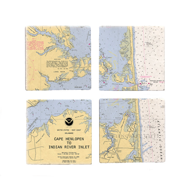 Indian River, DE - Marble Coaster Set