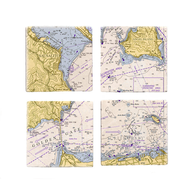 Sausalito, CA  - Marble Coaster Set