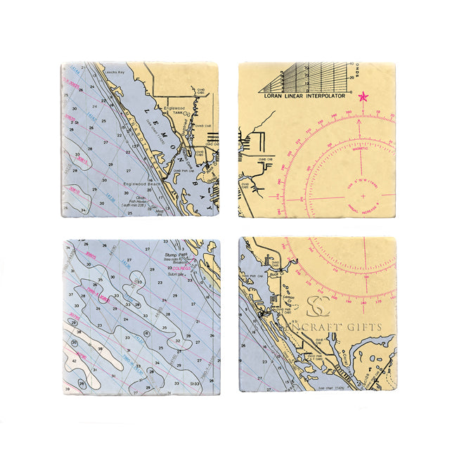 Manasota Key, FL  - Marble Coaster Set