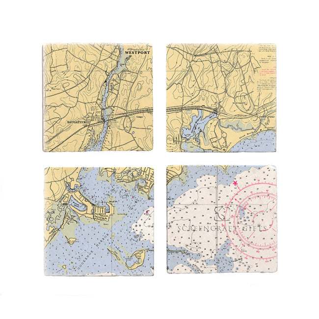 Westport, CT - Marble Coaster Set