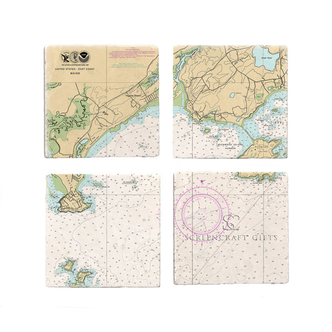 Scarborough, ME  - Marble Coaster Set