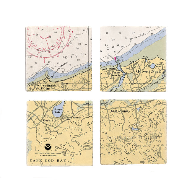 Dennis, MA - Marble Coaster Set
