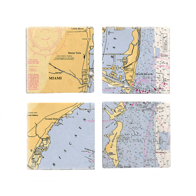 Miami, FL - Marble Coaster Set