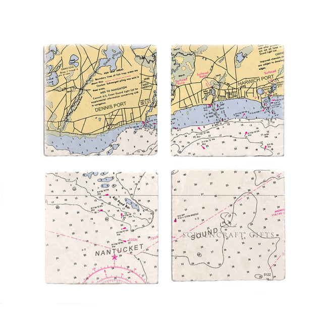 Dennis Port, MA  - Marble Coaster Set