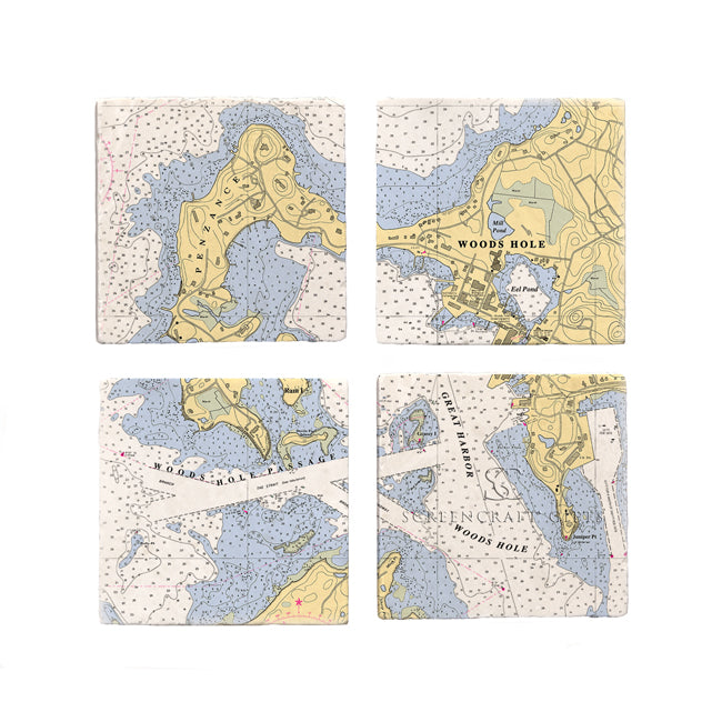 Woods Hole, MA- Marble Coaster Set