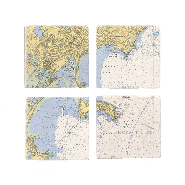 Nahant, MA- Marble Coaster Set