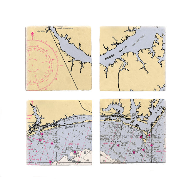 Emerald Isle, NC - Marble Coaster Set
