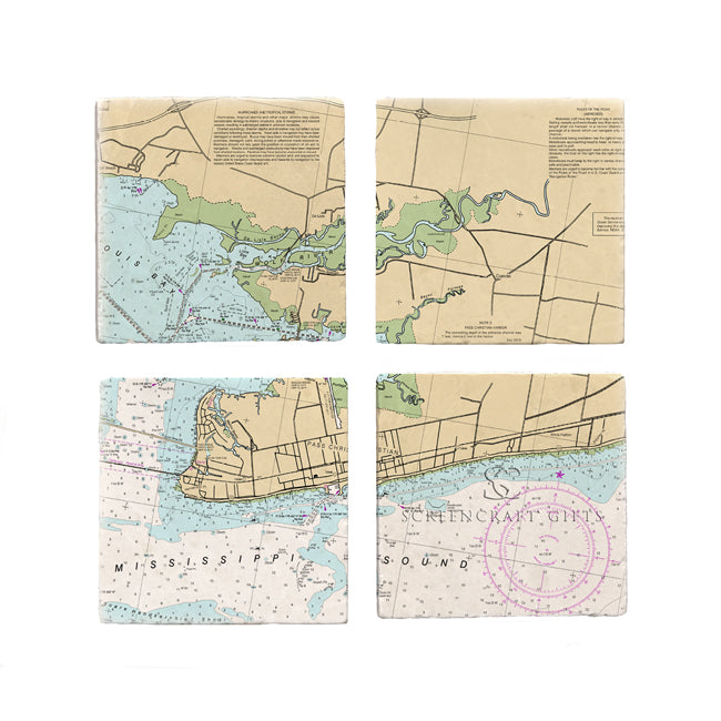 Pass Christian, MS - Marble Coaster Set