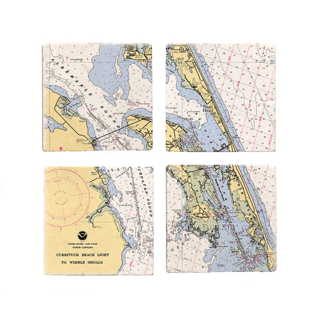 Roanoke Island, NC - Marble Coaster Set